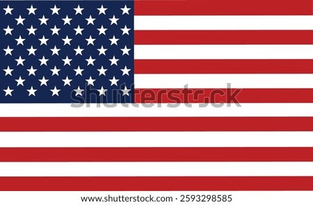 The USA American flag has red and white stripes and white stars on a blue color, the United States of America flag vector illustration.