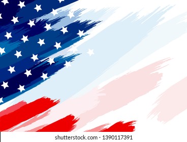 USA or american flag paintbrush on white background vector illustration