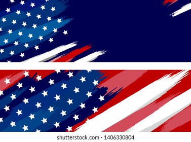 USA or american flag paintbrush on white background vector illustration