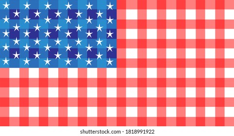 USA American flag, red and blue cubes vector background