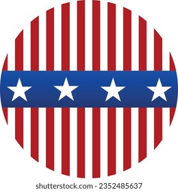 Forma redonda de la bandera estadounidense de los Estados Unidos. Símbolo nacional de país y estado