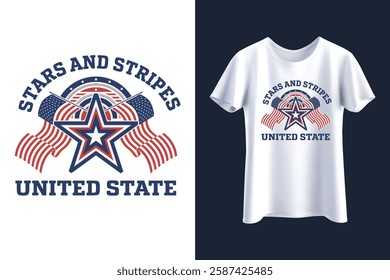 USA, American flag, stars and stripes, patriotic design, Independence Day, 4th of July, USA flag, America, t-shirt design, vector illustration, patriotic emblem, military design, United States

