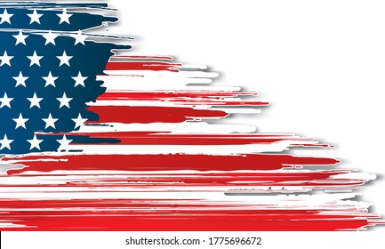 Usa or american flag white background vector illustration.