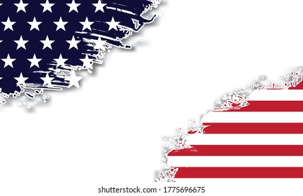 US-amerikanische oder amerikanische Flagge weißer Hintergrund, Vektorgrafik.