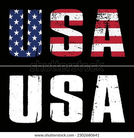 USA With American Flag Word Text Design