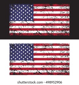 USA American grunge flag set, vector illustration.