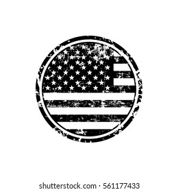 USA American grunge rubber stamp with USA flag, black isolated on white background, vector illustration.