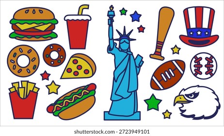 EE.UU. American Icon Vector Set