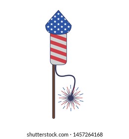usa american independence 4th july patriotic happy celebration united states firework rocket isolated cartoon vector illustration graphic design