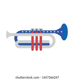 usa american independence 4th july patriotic happy celebration united states trumpet isolated cartoon vector illustration graphic design