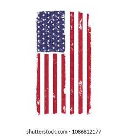USA American National Flag in disstressed style. Vintage design. Perfect for T-Shirt, poster, cards. America symbol. Stock vector illustration isolated on white background.