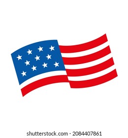 USA American National Flag Minimal Logo Color Waving Flat Icon Pictogram Symbol