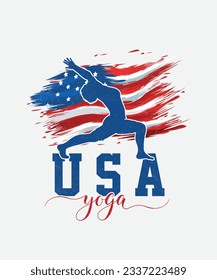 USA American Yoga t-shirt design, USA American Flag Sports t-shirt design