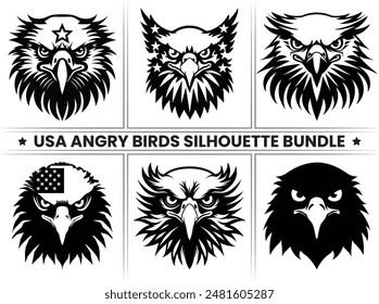USA Angry bird eagle silhouette, Eagle vector illustration in monochrome. eagle illustration symbol. 