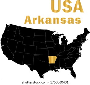 USA Arkansas golden outline map