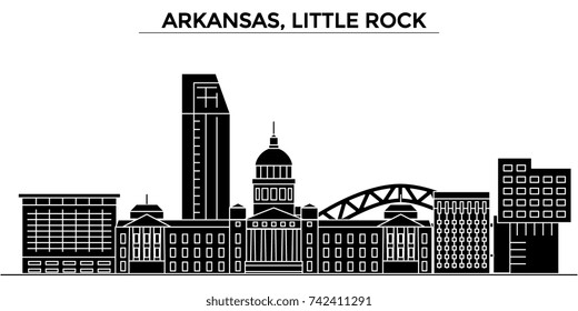 Usa, Arkansas, Little Rock architecture vector city skyline, travel cityscape with landmarks, buildings, isolated sights on background