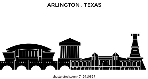 Usa, Arlington , Texas architecture vector city skyline, travel cityscape with landmarks, buildings, isolated sights on background