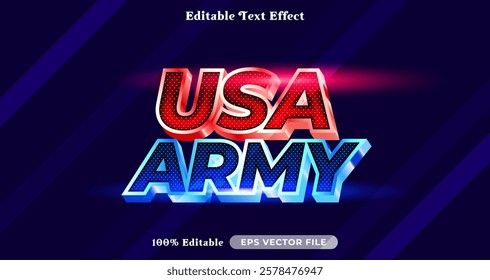 USA army editable text effect vibrant modern color shiny. Text style effect. Editable fonts vector files