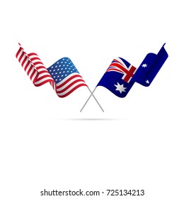 USA and Australia flags. Vector illustration.
