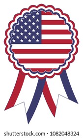 USA Award Ribbon vector in the original national colours blue, red and white.
Representing the United States of America in North America.