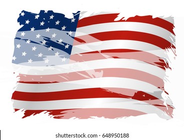 USA background design of american flag with white brush color for 4 july independence day and other celebration vector illustration