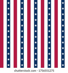 USA background with elements of the American flag. Abstract seamless pattern design for Independence day fourth of july. 