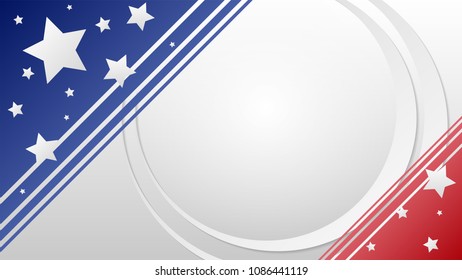 USA background horizontal banner with star and american flag colors, and copy space in center. Vector illustration.