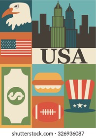 USA background icon set