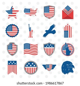 usa badges icon set design