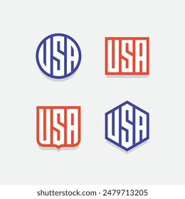 USA badges set, label design template. Vector illustration.