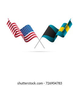 USA and Bahamas flags. Vector illustration.