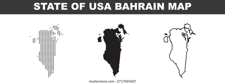 USA and Bahrain maps in different styles on white background