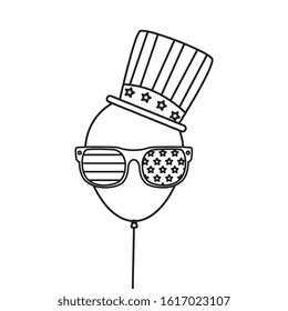 Usa balloon with glasses and hat design, United states america independence labor day nation us country and national theme Vector illustration