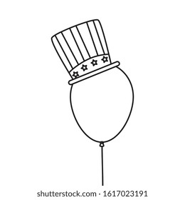 Usa balloon with hat design, United states america independence labor day nation us country and national theme Vector illustration
