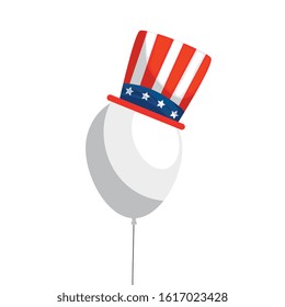 Usa balloon with hat design, United states america independence labor day nation us country and national theme Vector illustration