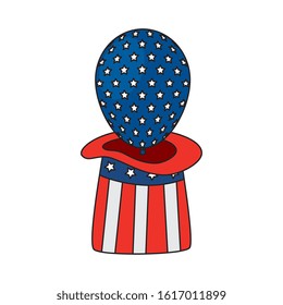 Usa balloon inside hat design, United states america independence labor day nation us country and national theme Vector illustration