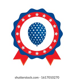 Usa balloon inside seal stamp design, United states america independence labor day nation us country and national theme Vector illustration