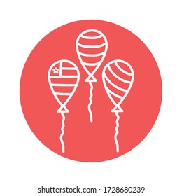 Globos de EE.UU. estilo de bloques diseño de iconos, país Día de la Independencia de EE.UU. y tema nacional Ilustración vectorial