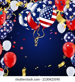 USA Balloons frame composition with space for your text