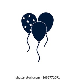 Usa balloons silhouette style icon design, United states america independence day nation us country and national theme Vector illustration