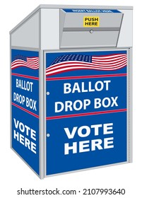 USA Ballot Drop Box, Vote Here, Container - Vector Illustration