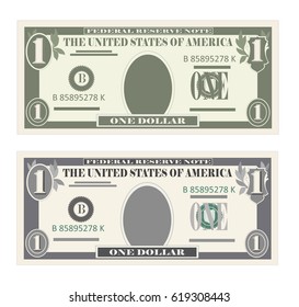 USA banking currency, cash symbol 1 dollar bill.