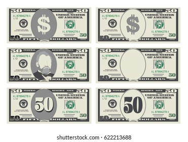 USA banking currency, cash symbol 50 dollars bill.