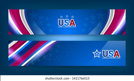 USA Banner for independence, veterans, labor, memorial day and other events, Vector illustration Design