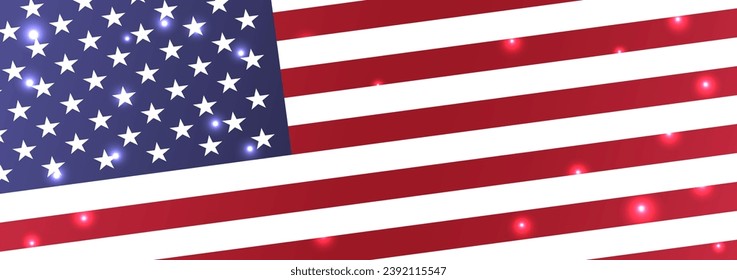 USA banner. United States web national flag shiny vector background. American rectangular horizontal web banner.