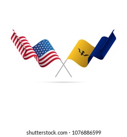 USA and Barbados flags. Vector illustration.
