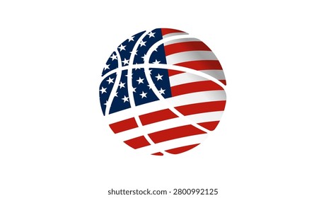 usa basketball flag, color vector illustration