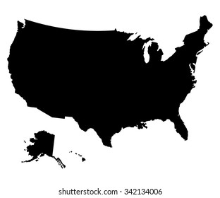 USA black map on white background vector