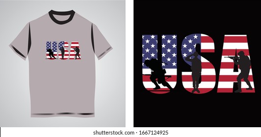 USA Black t shirt Design Template - Black t shirt  