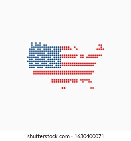 USA blank map vector . USA digital map template . USA silhouette . black USA map . Colorful map of United States of America . America national flag . sphere dots globe surface